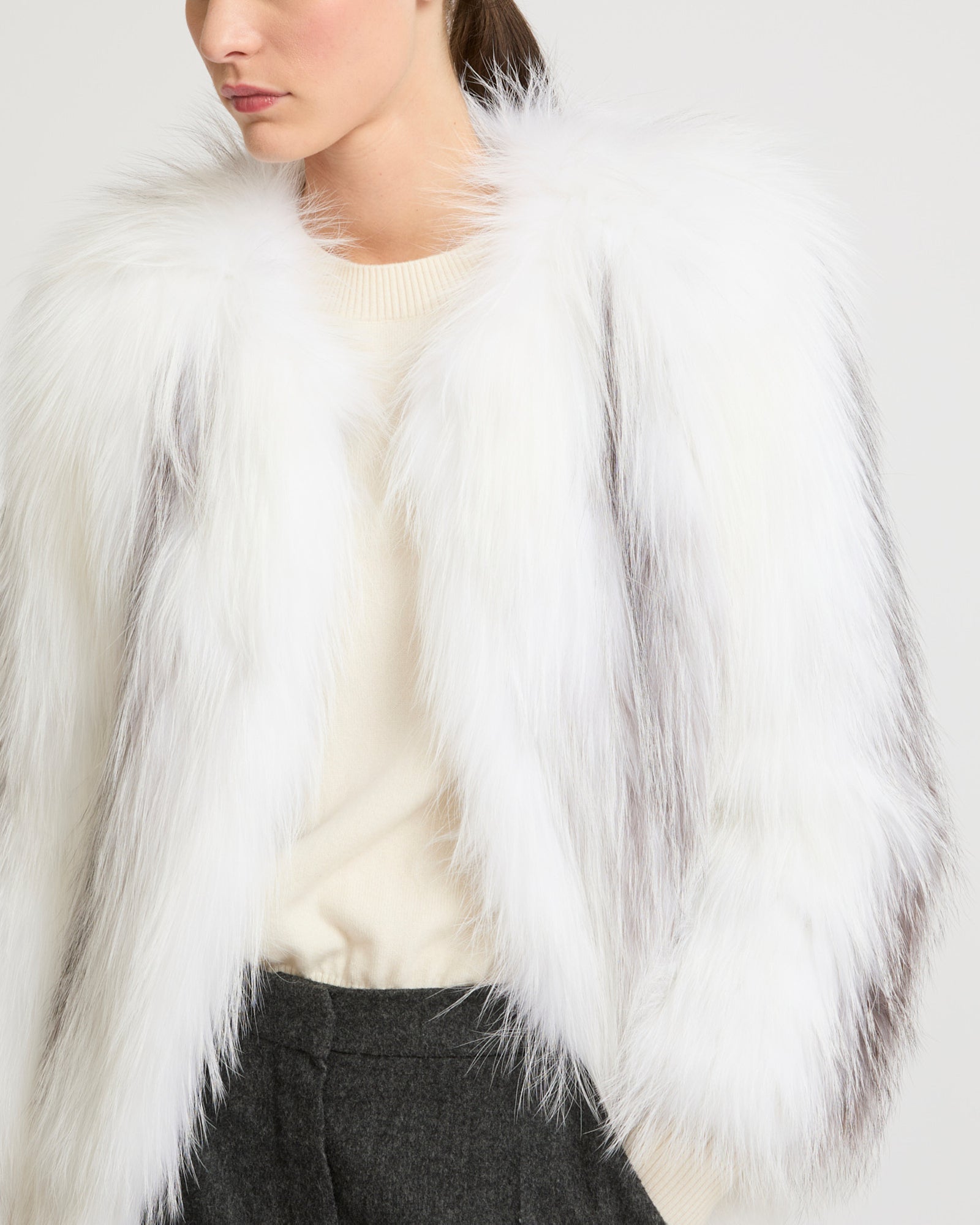 Knitted fox fur jacket - white - Yves Salomon – Yves Salomon US
