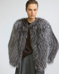 Knitted short fox fur jacket