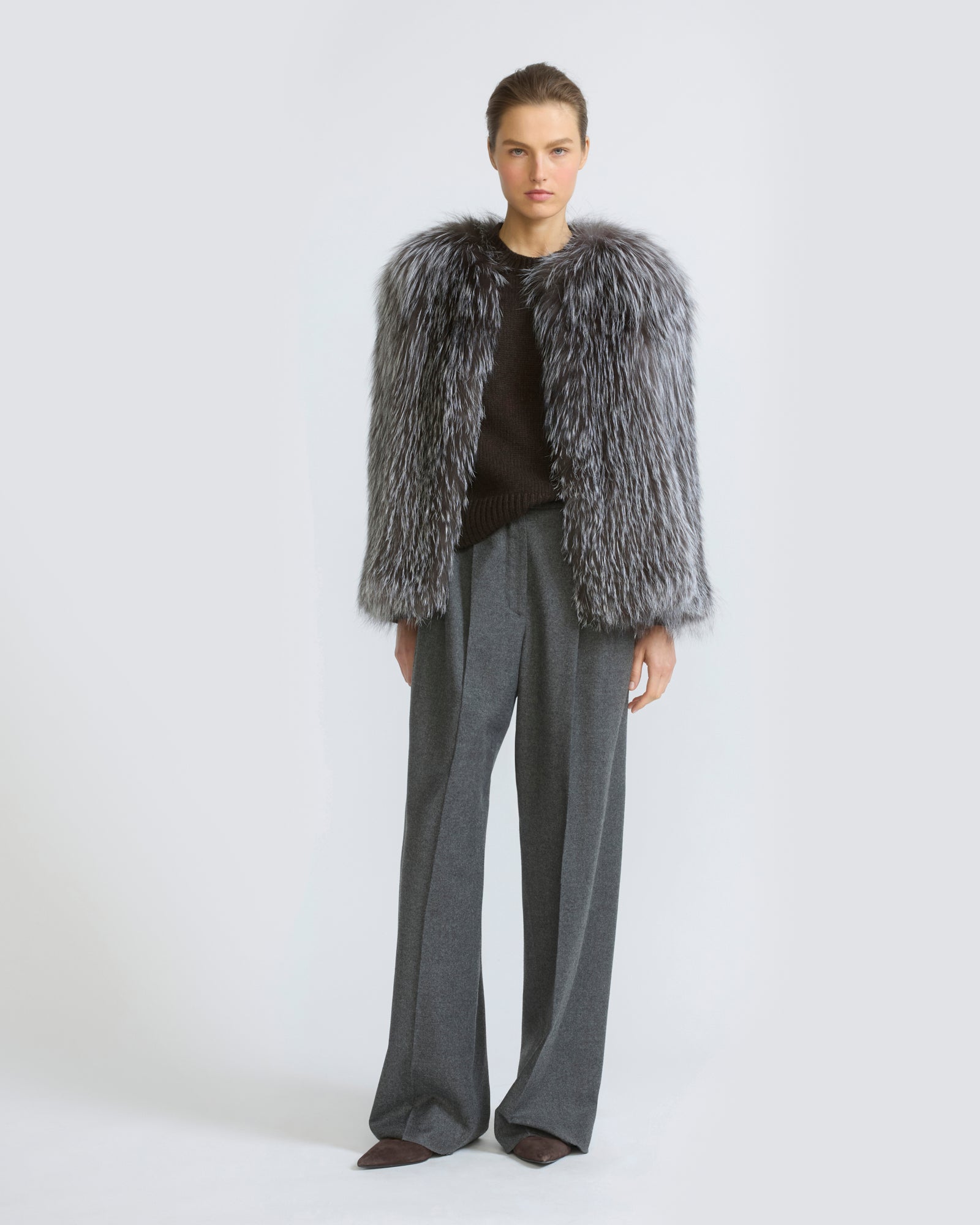 Knitted short fox fur jacket - Yves Salomon - New Fall/Winter Collection