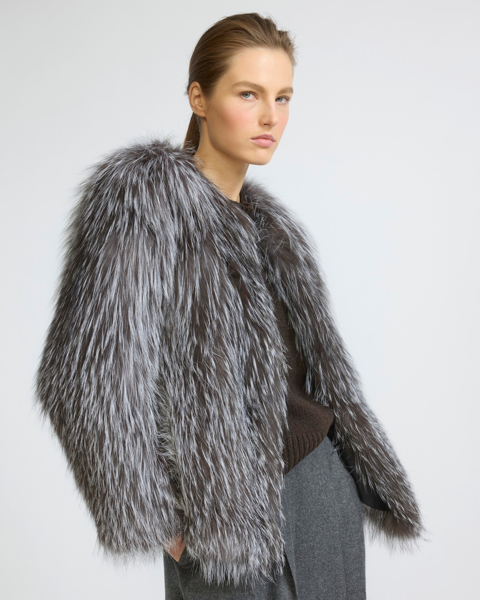 Knitted short fox fur jacket - Yves Salomon - New Fall/Winter Collection
