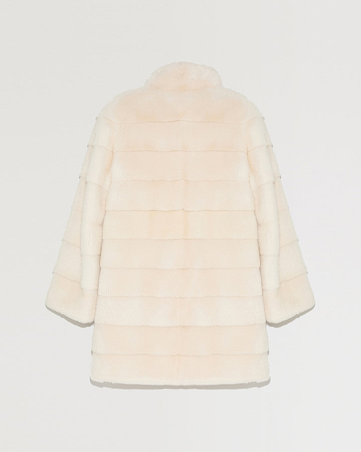 Long mink jacket with collar