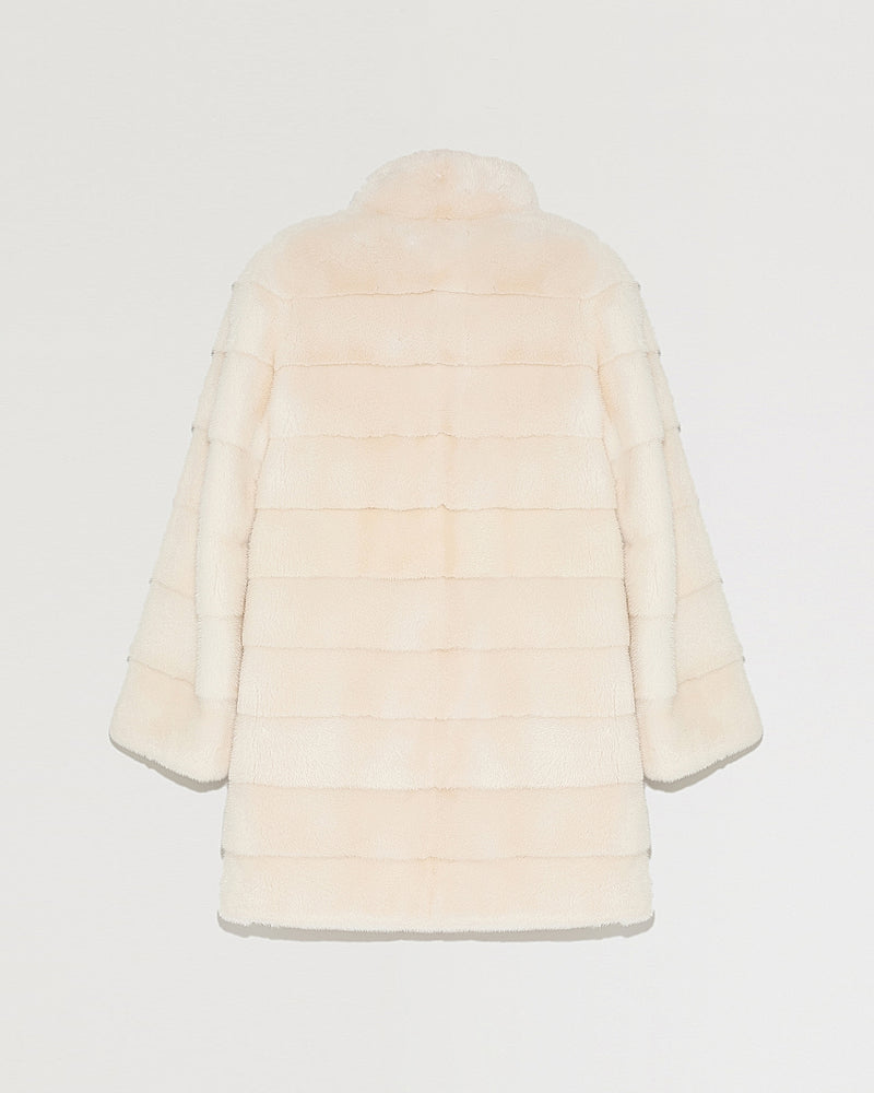 Long mink jacket with collar