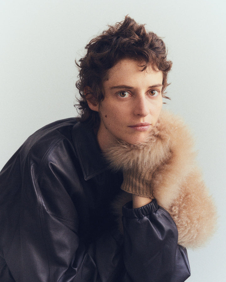 Cashmere and wool knit mittens with cashmere lambskin - Yves Salomon - New Fall Winter Collection