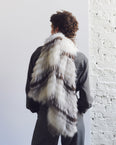 Striped fox fur scarf