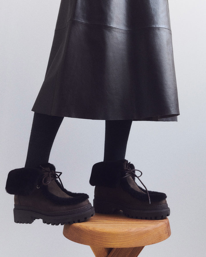 Suede and brushed merinillo lambskin ankle boots - Yves Salomon - New Fall Winter Collection