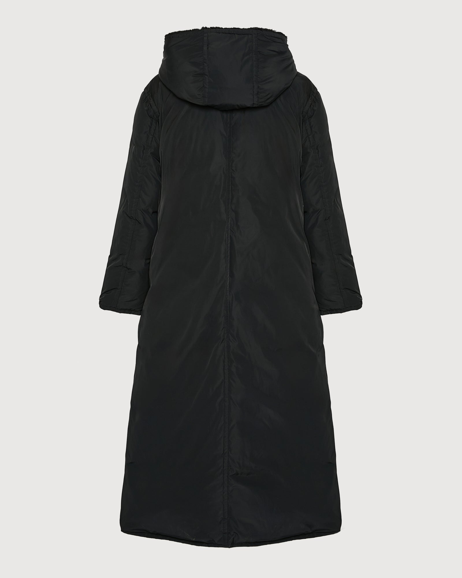 Long down jacket in technical fabric and mink fur - black - Yves