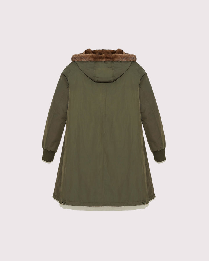 Classic reversible coat in technical fabric and mink - -Yves Salomon
