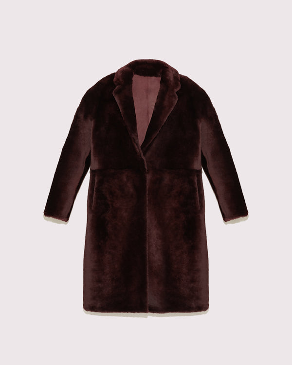 Long Shearling coat - Burgundy