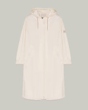 Belt coat in waterproof technical fabric - white