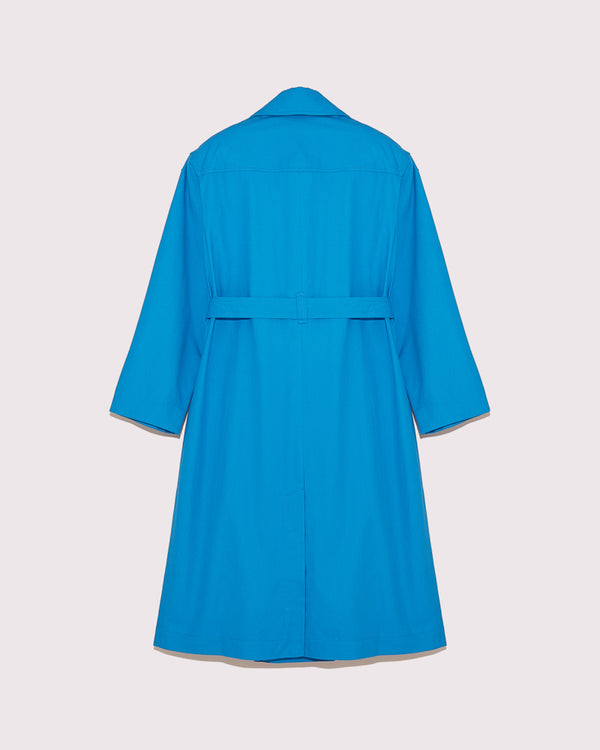 oversized long cotton trench coat - blue