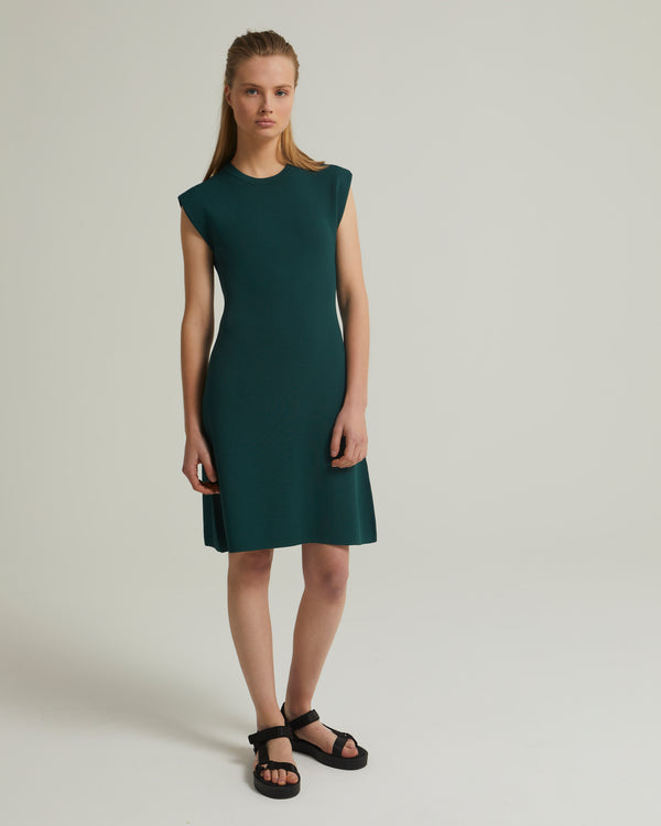 Sleeveless stretch knit mini dress - blue