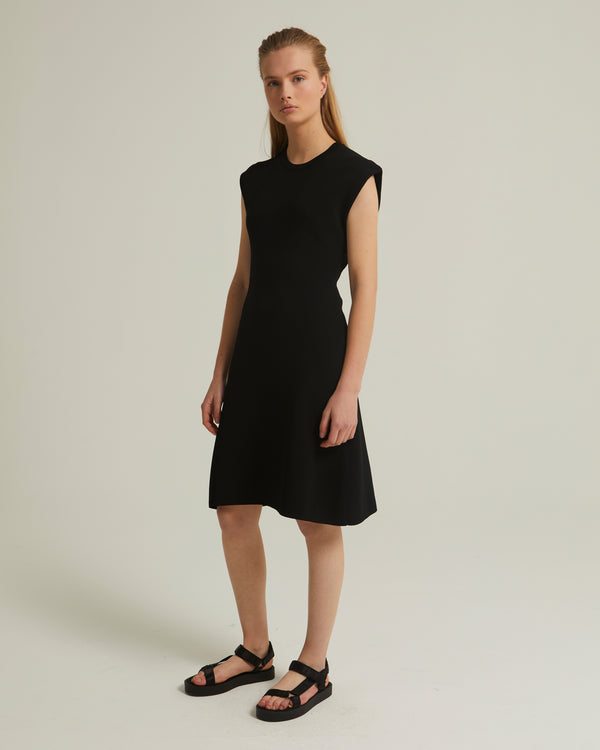 Sleeveless stretch knit mini dress - black