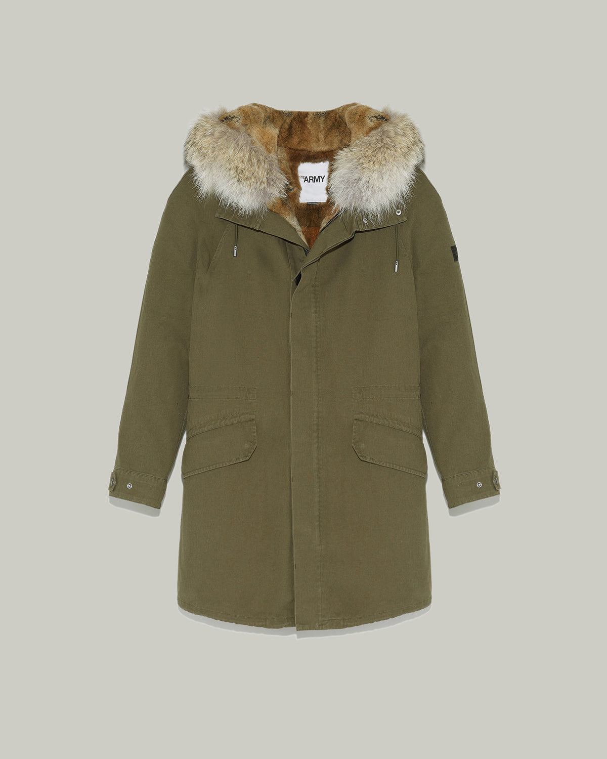 Yves Salomon Black Friday - Short iconic parka in cotton gabardine with coyote and rabbit fur
