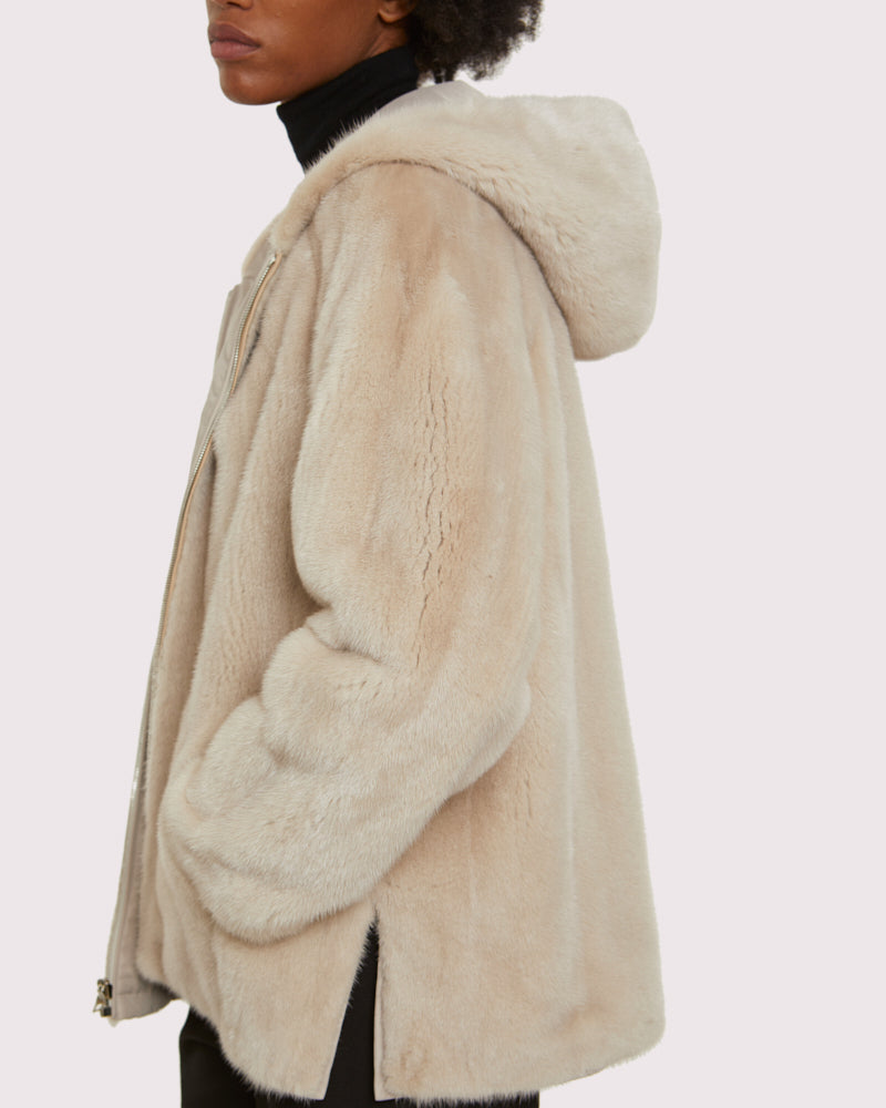 Beige reversible mink jacket