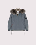 Short parka in cotton with fox and rabbit fur