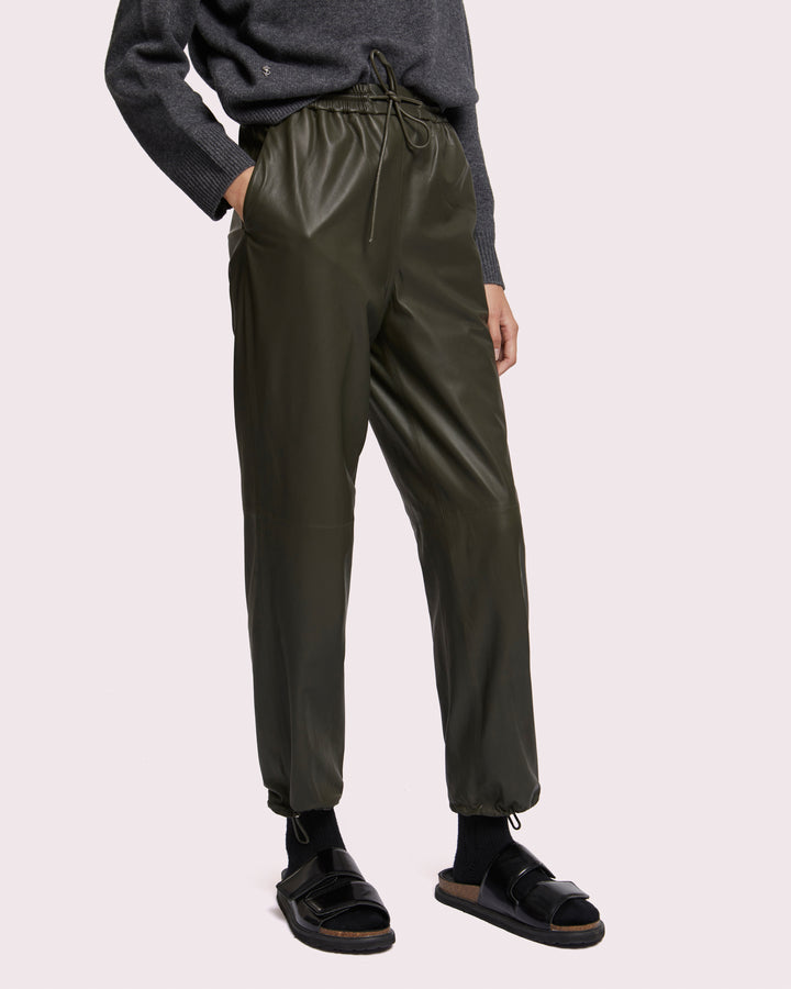 Balck Friday 2025 - Yves Salomon - Leather joggers - khaki