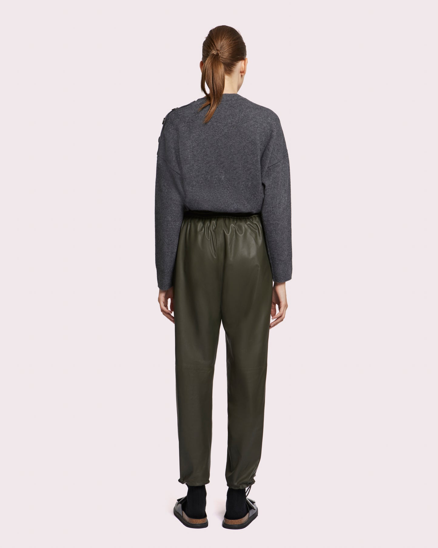 Balck Friday 2025 - Yves Salomon - Leather joggers - khaki