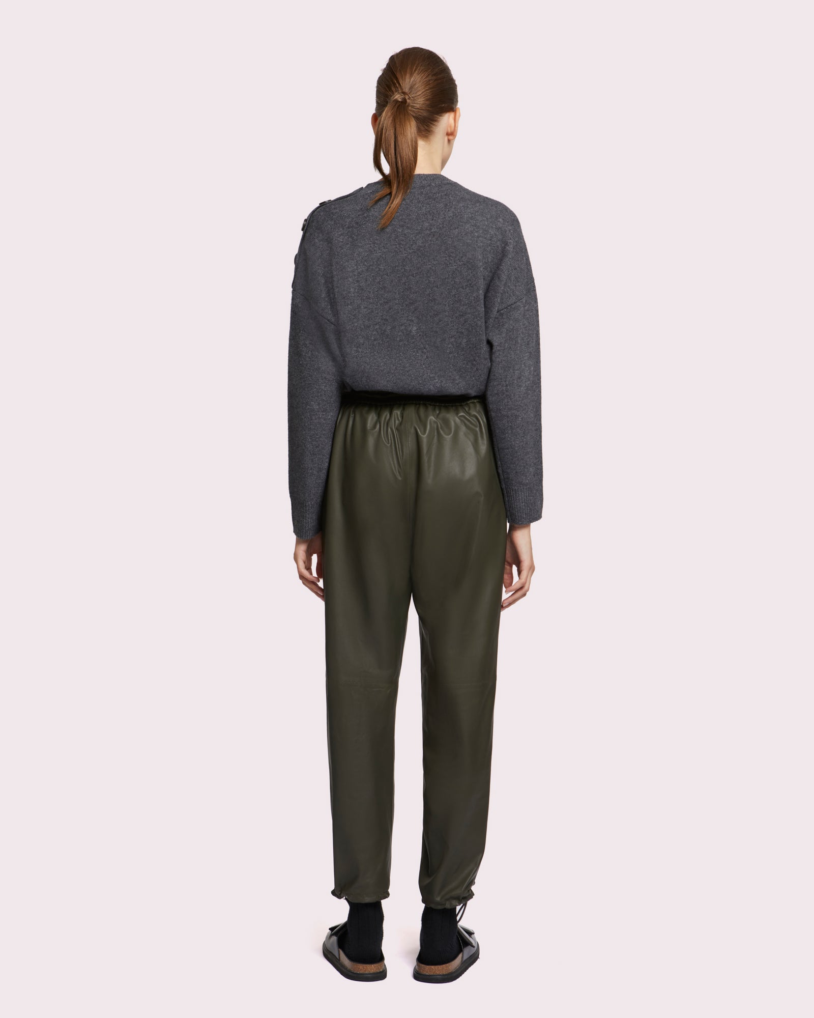 Balck Friday 2025 - Yves Salomon - Leather joggers - khaki