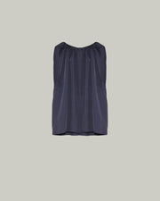 Sleeveless top with adjustable satin neckline - navy