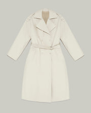 Oversized double-sided cotton trench coat - beige
