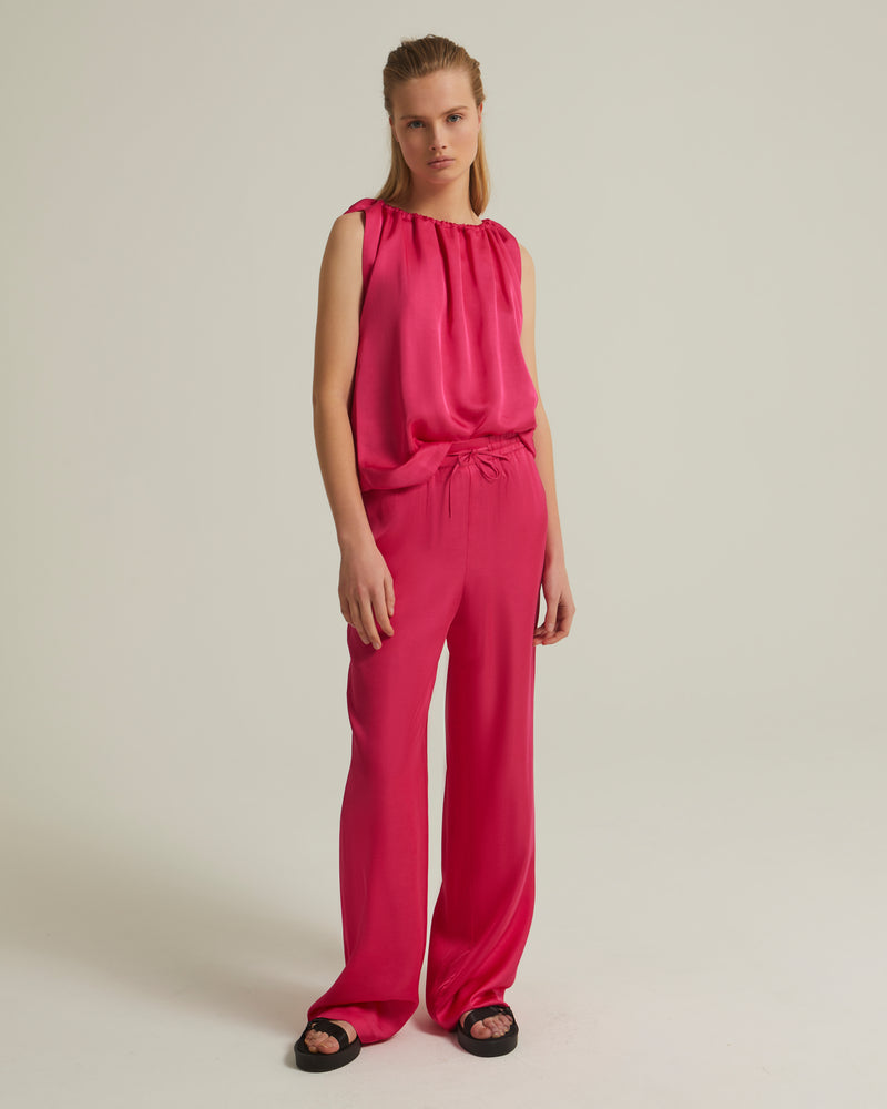 Straight satin pants - pink