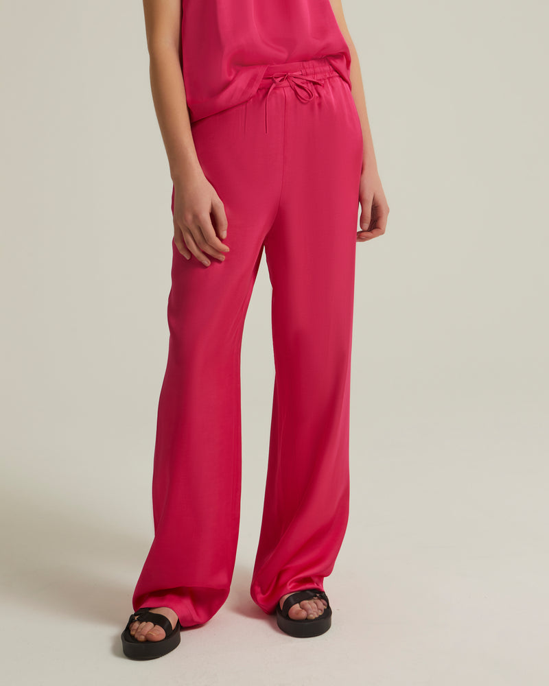 Straight satin pants - pink