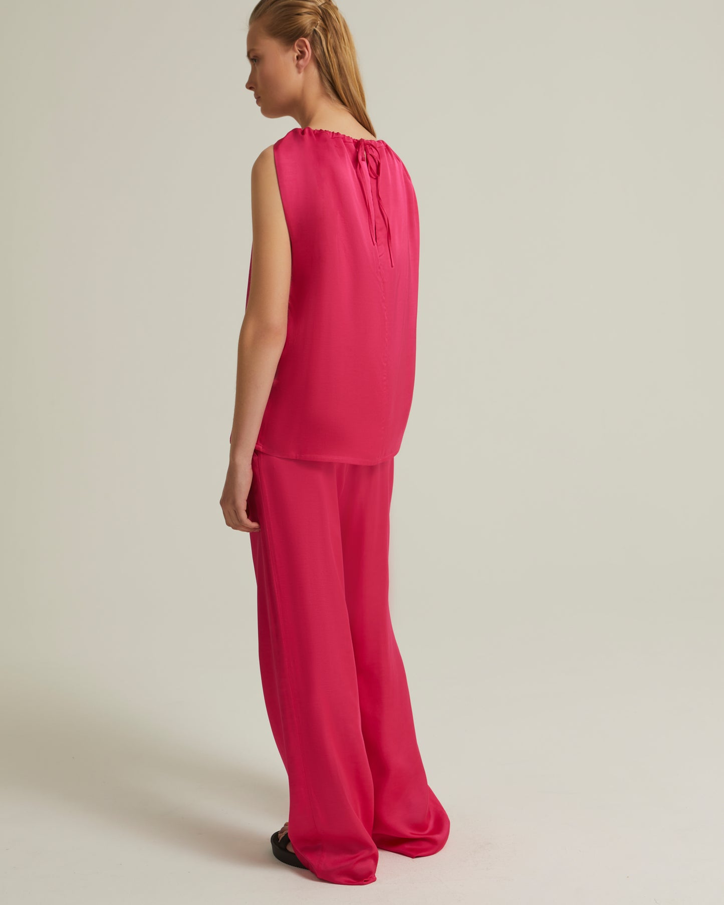 Straight trousers in silk satin blend