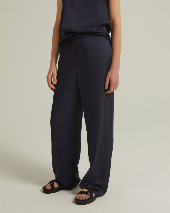 Straight trousers in silk satin blend