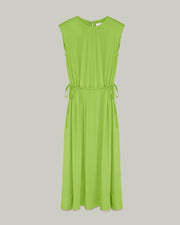 Flowing sleeveless midi dress in crepe - green