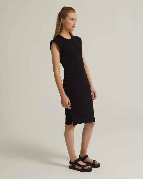 Stretch-knit midi dress - black