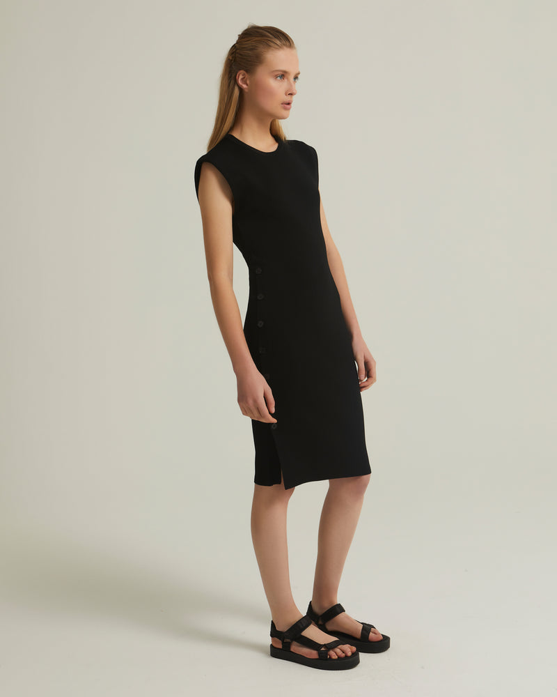 Stretch-knit midi dress - black