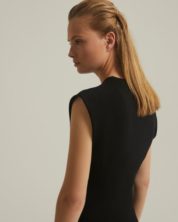 Stretch-knit midi dress - black