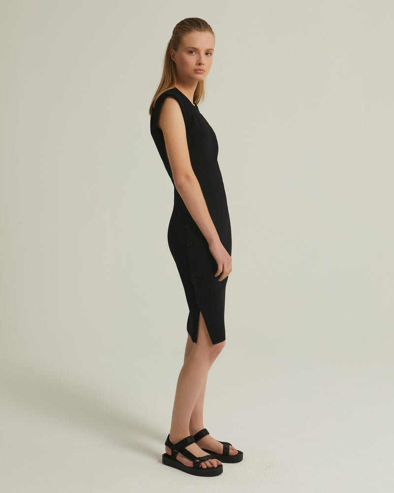 Stretch-knit midi dress - black