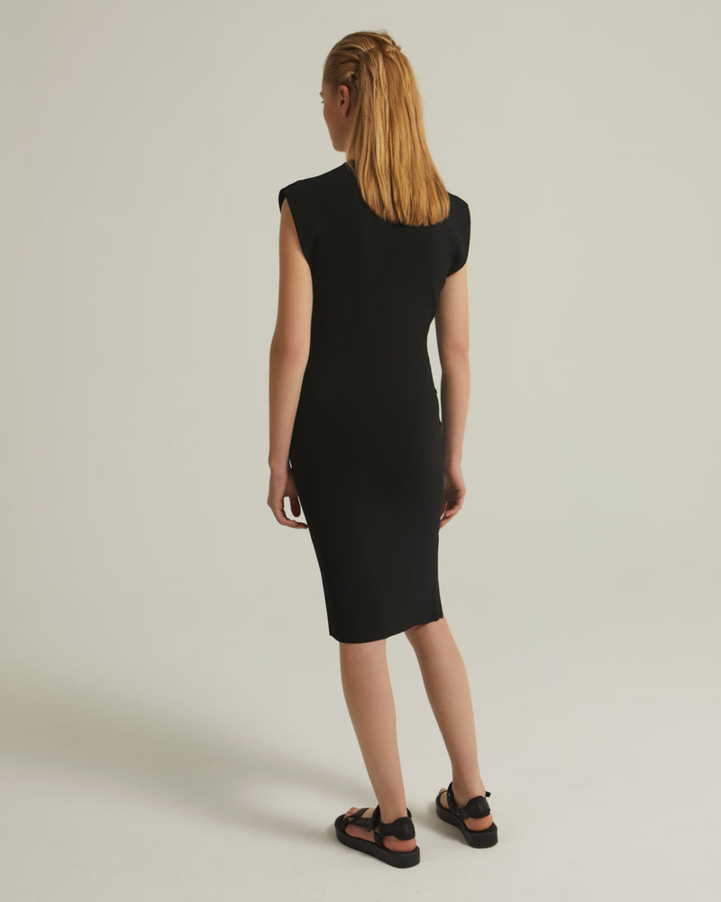 Stretch-knit midi dress - black