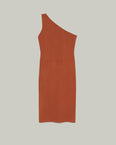 Asymmetric stretch-knit midi dress