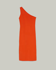 Asymmetric stretch-knit midi dress - orange