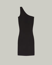 Asymmetric stretch-knit midi dress - black