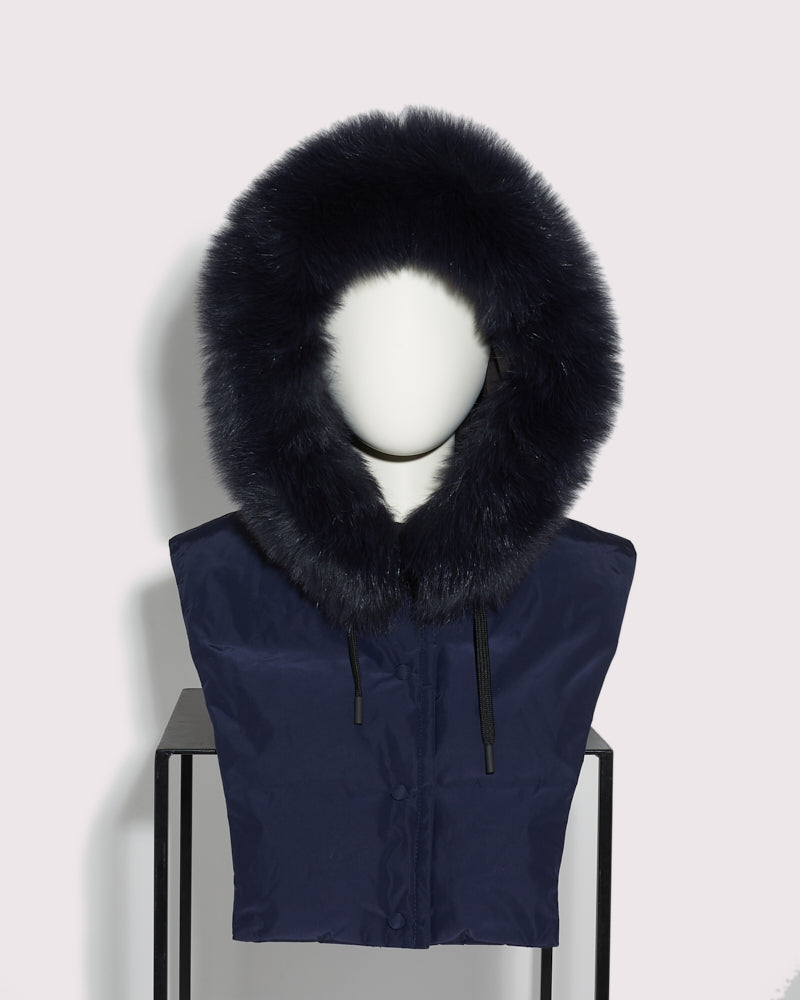 Balck Friday 2025 - Yves Salomon - Hooded dickey in quilted technical fabric and fox fur