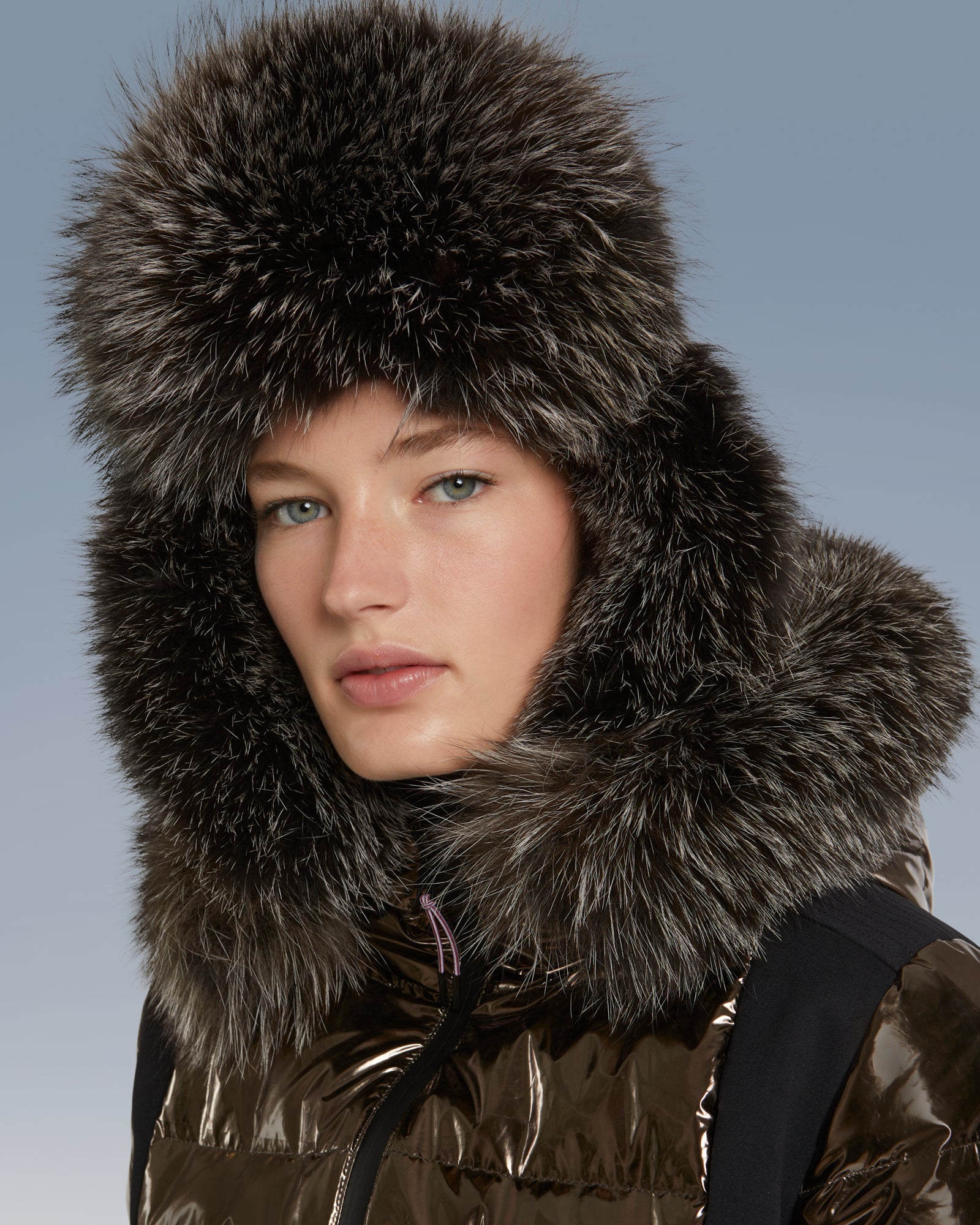 Fox fur trim ushanka - black - YS Army - Women – Yves Salomon US