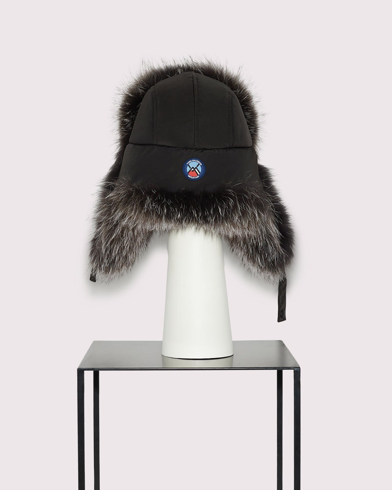 Fox fur trim ushanka - black - YS Army - Women – Yves Salomon US