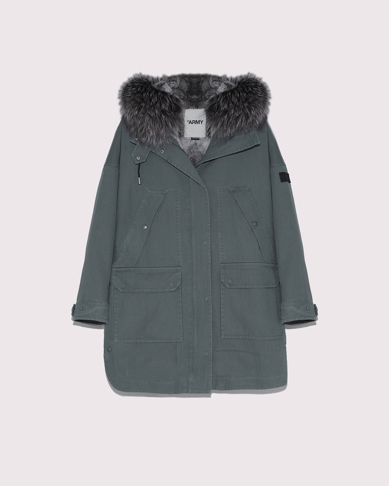 Hooded cotton parka with fox and rabbit fur-Yves Salomon-Winter sale & boxing day