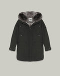 Hooded cotton parka with fox and rabbit fur