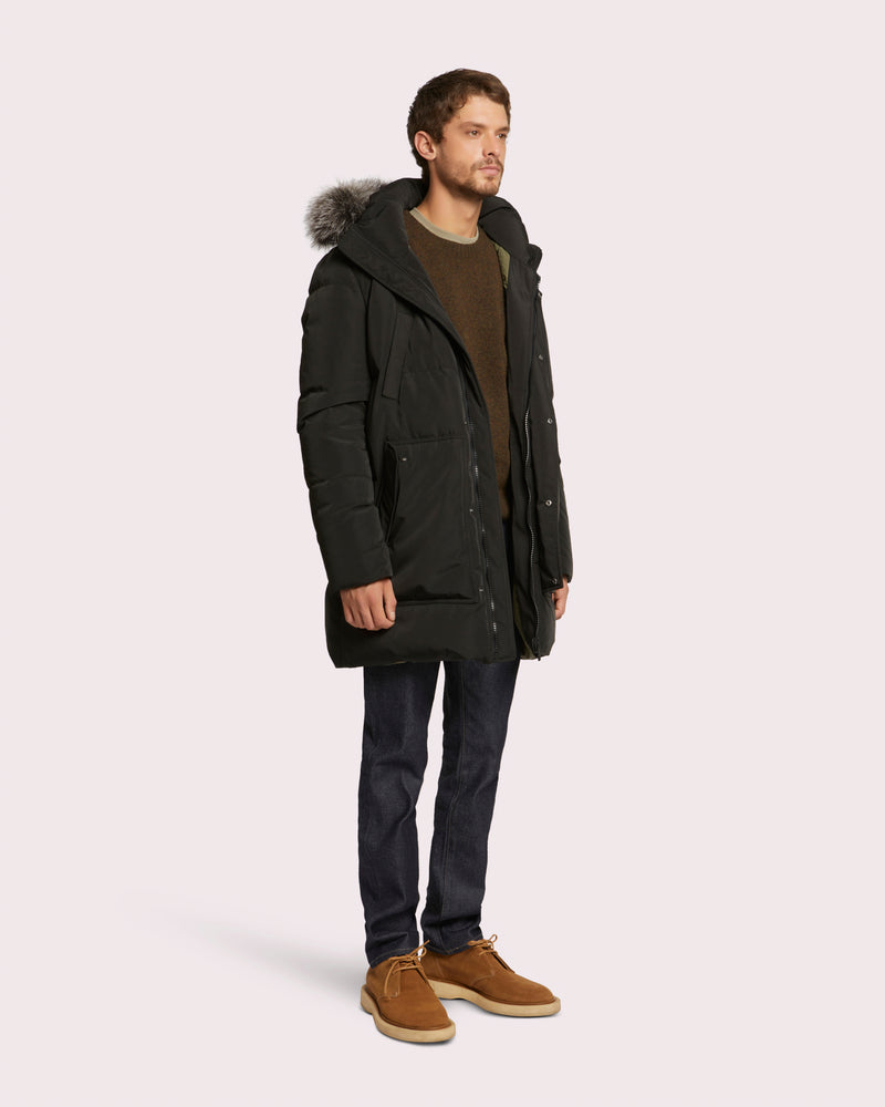 3/4 down jacket with fox fur hood trim-Yves Salomon-Winter sale & boxing day