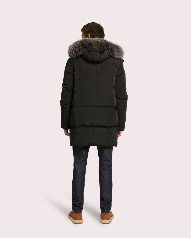 3/4 down jacket with fox fur hood trim-Yves Salomon-Winter sale & boxing day