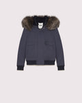 Technical cotton jacket with fox and rabbit fur