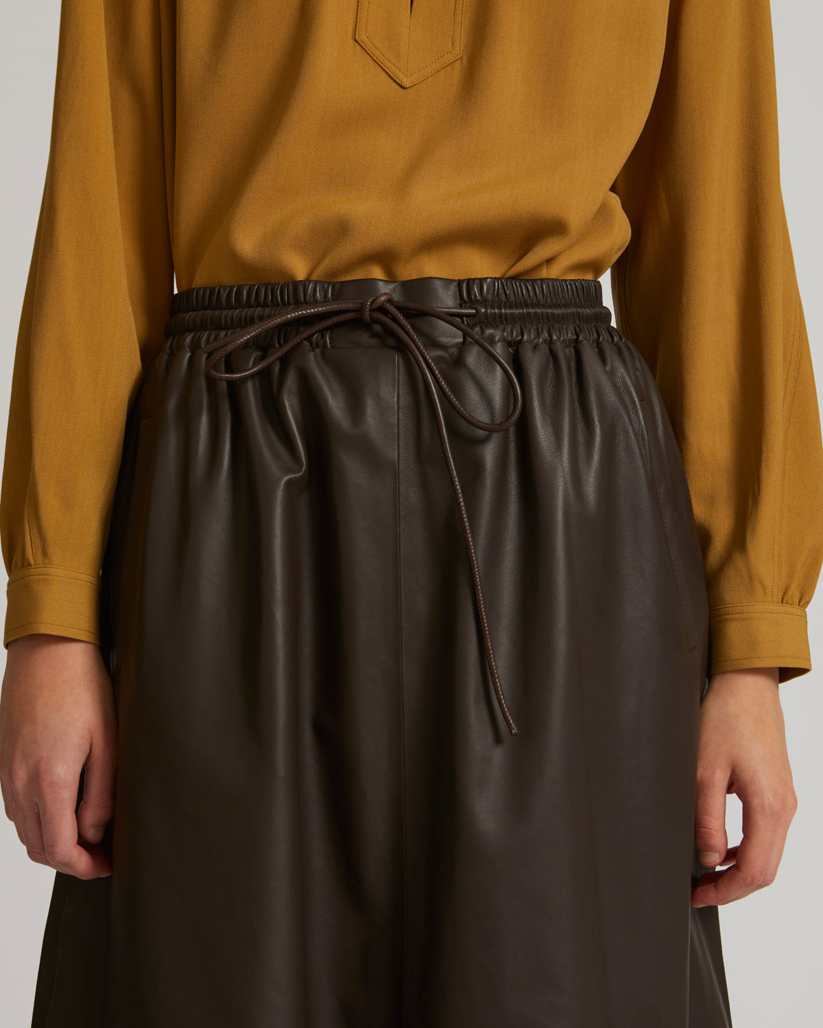 Private sale - Flared skirt in lamb leather - brown - Yves Salomon