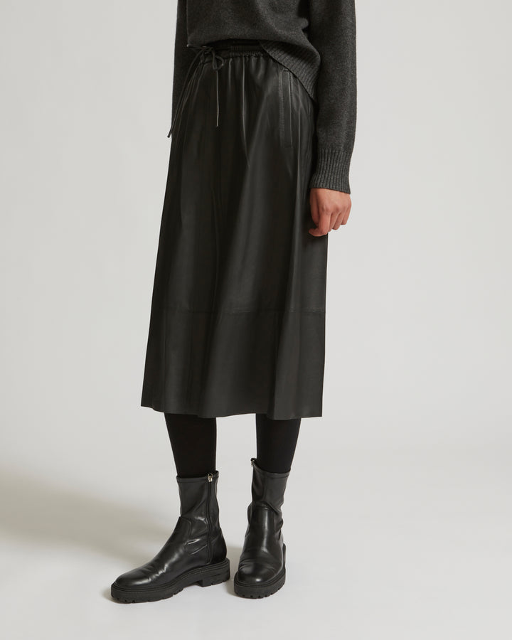 Private sale - Flared skirt in lamb leather - black - Yves Salomon