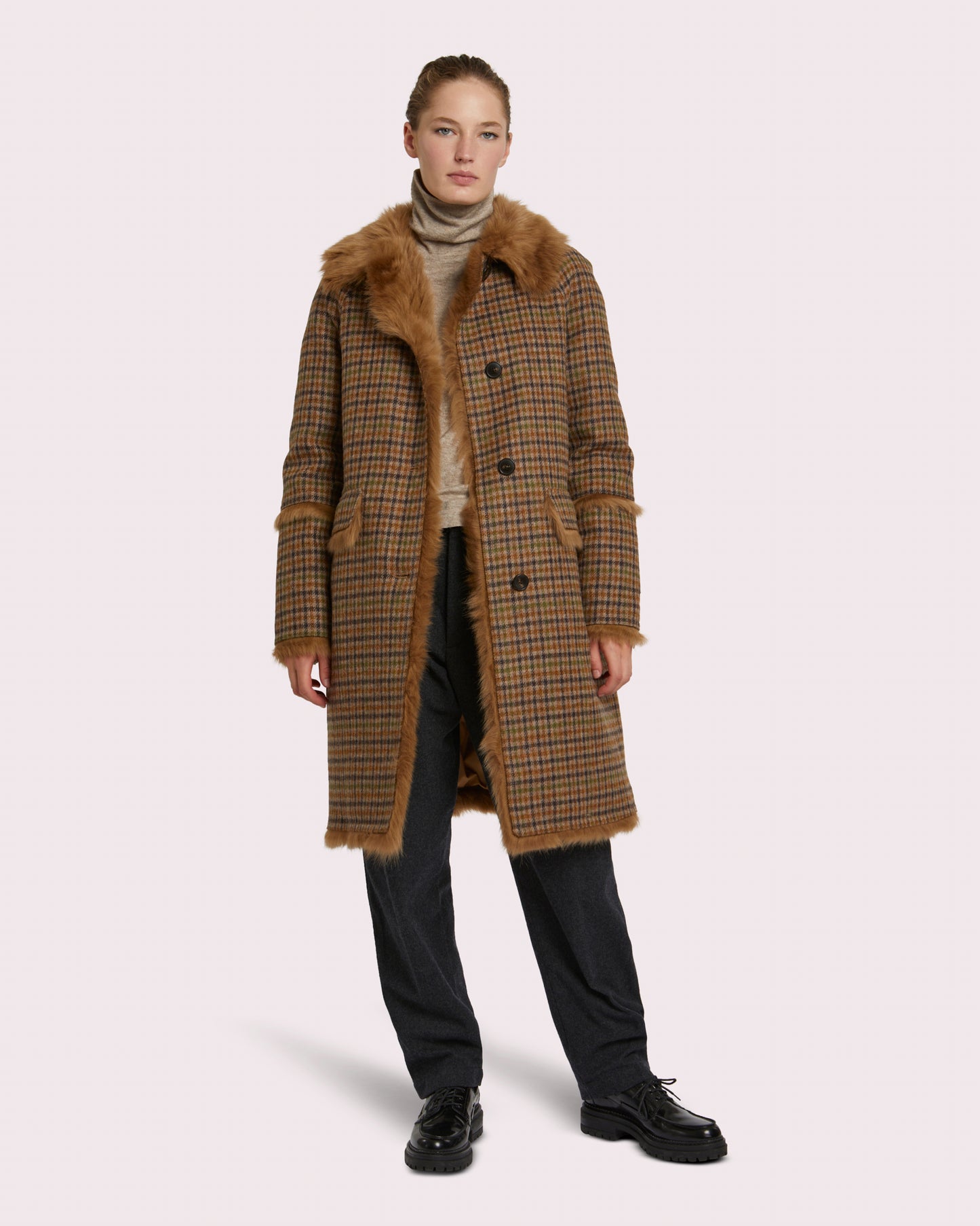 Balck Friday 2025 - Yves Salomon - Woollen fabric and shearling coat - brown