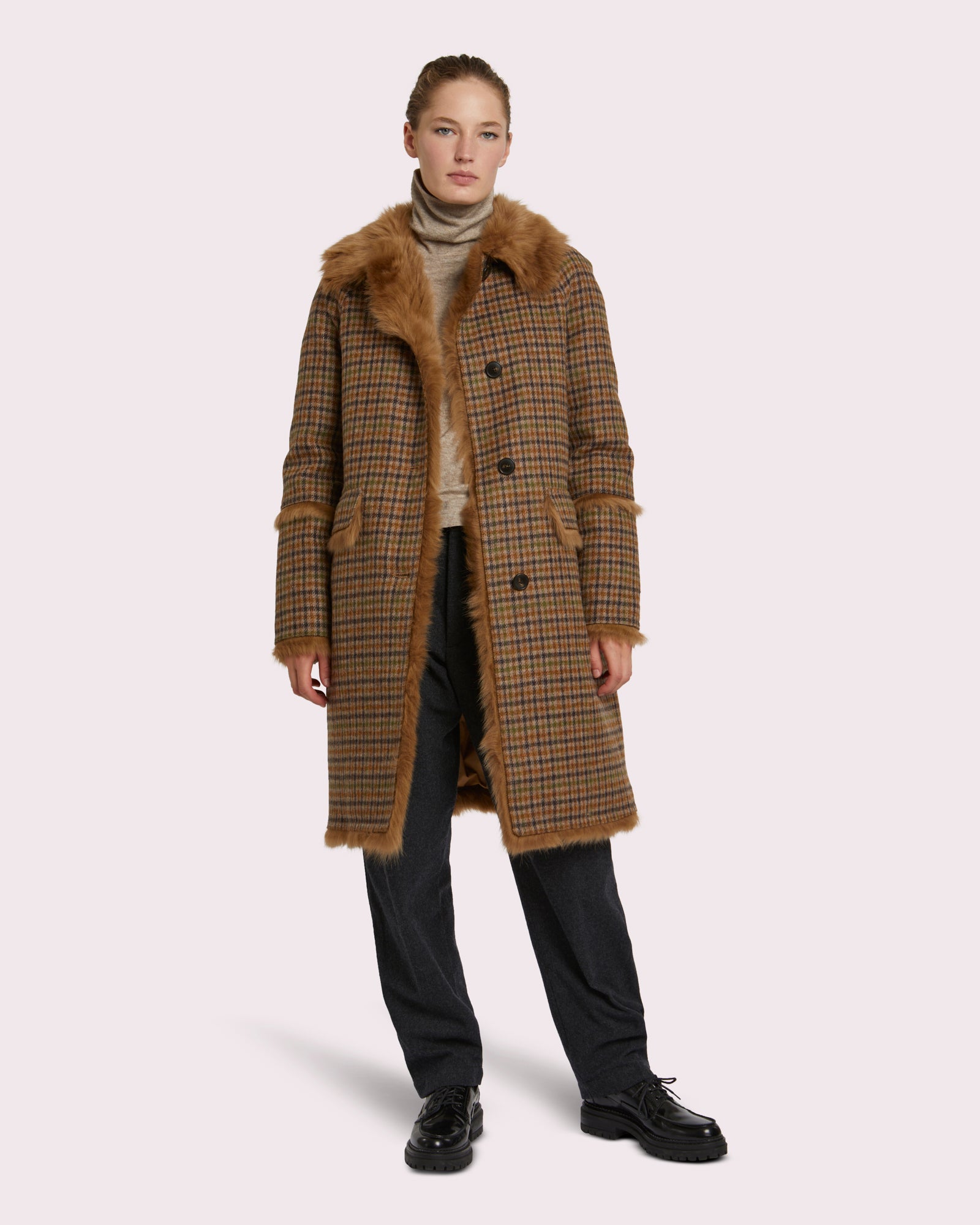 Balck Friday 2025 - Yves Salomon - Woollen fabric and shearling coat - brown