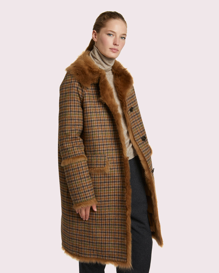 Balck Friday 2025 - Yves Salomon - Woollen fabric and shearling coat - brown